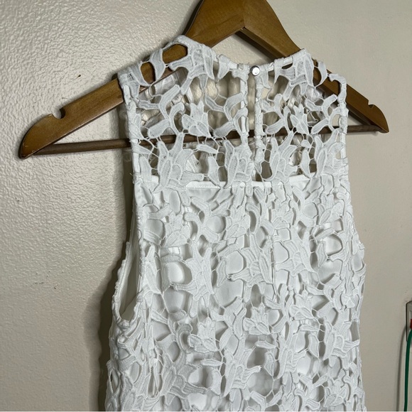Francesca's White Lace Sheath Dress S Eyelet Floral Feminine Sleeveless Delicate - Picture 6 of 9